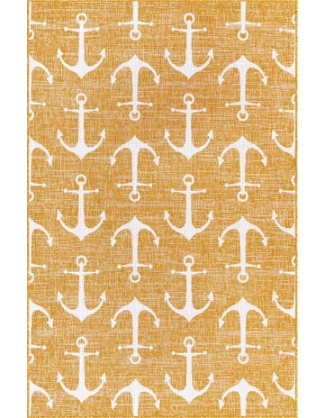 Custom Yellow Washable Coastal Indoor / Outdoor Rug