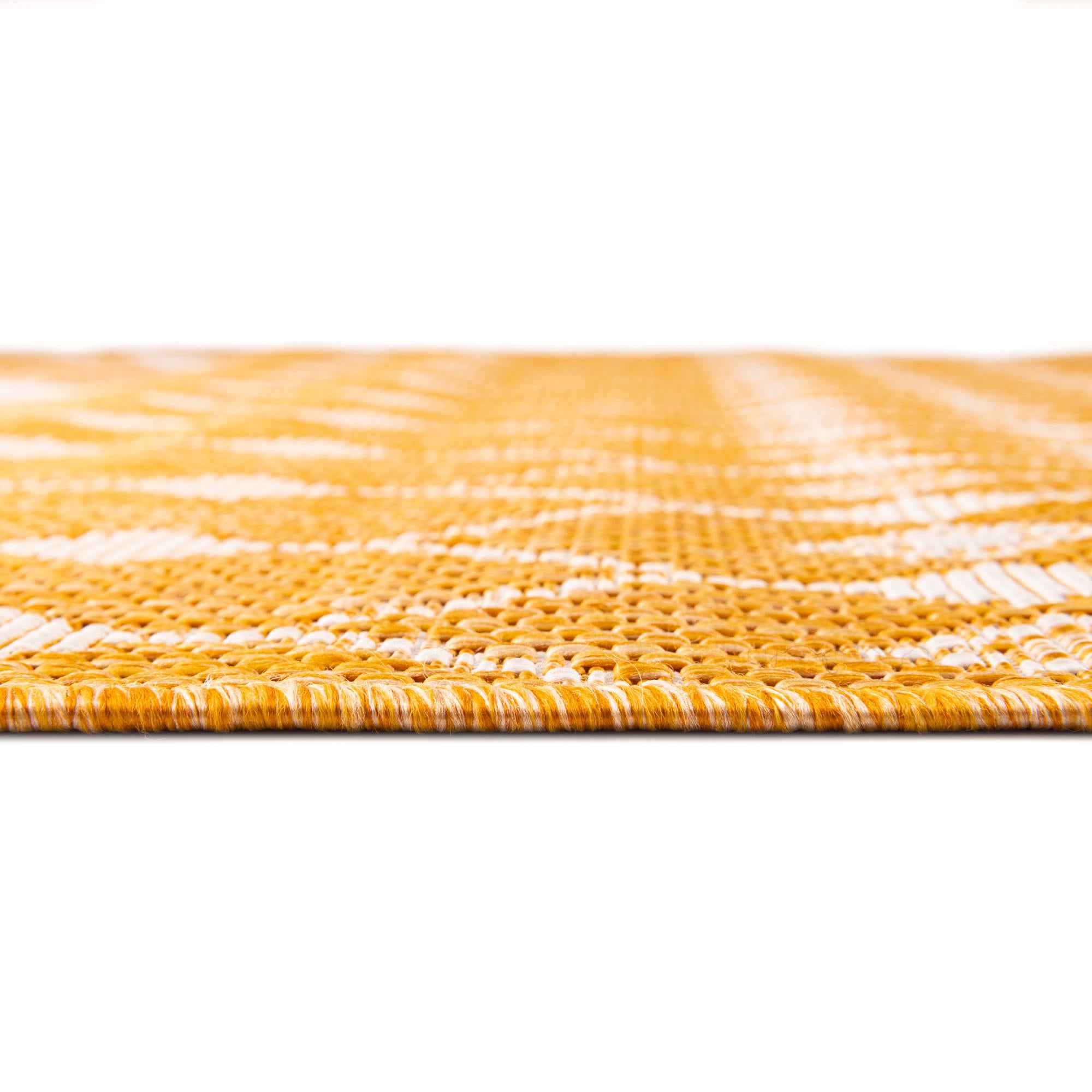  Custom Yellow  Washable Lattice Indoor / Outdoor Rug