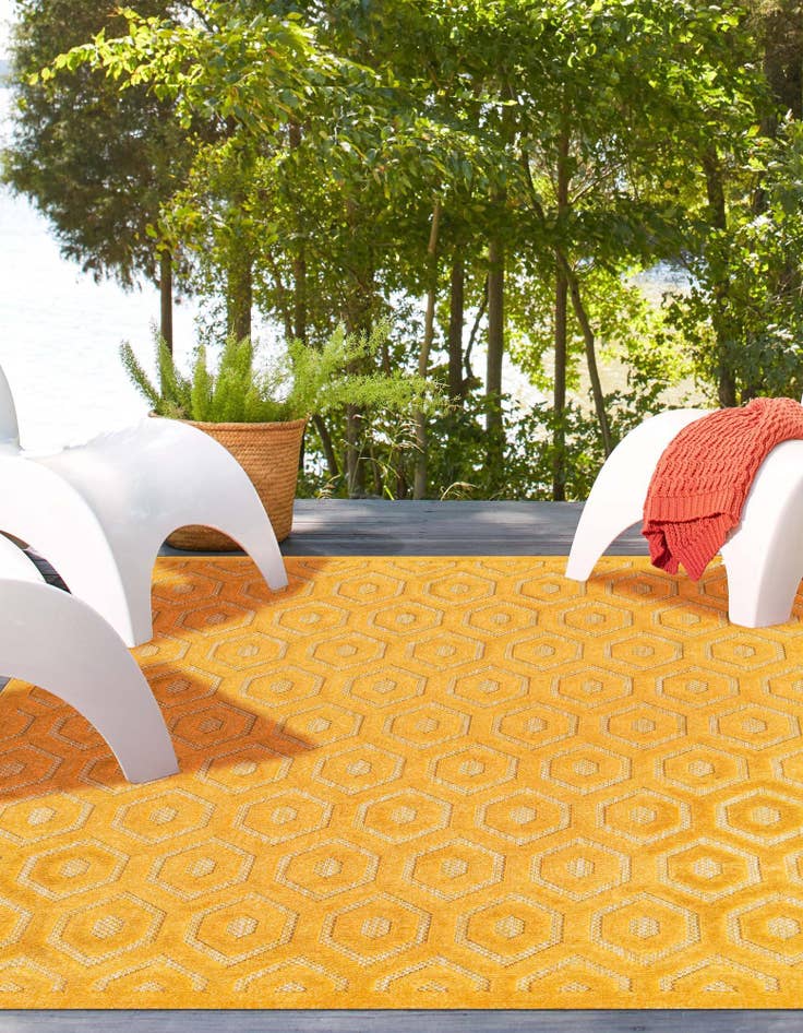 Detail image of  6' x 9'  Washable Trellis Textured Indoor / Outdoor Rug