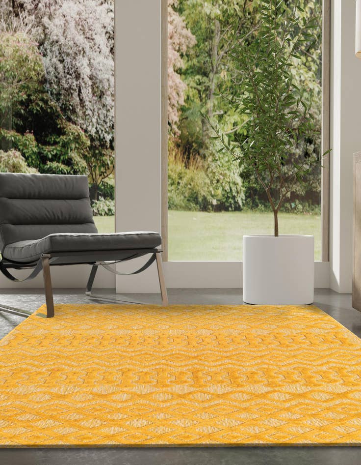 Detail image of  6' x 9'  Washable Trellis Textured Indoor / Outdoor Rug