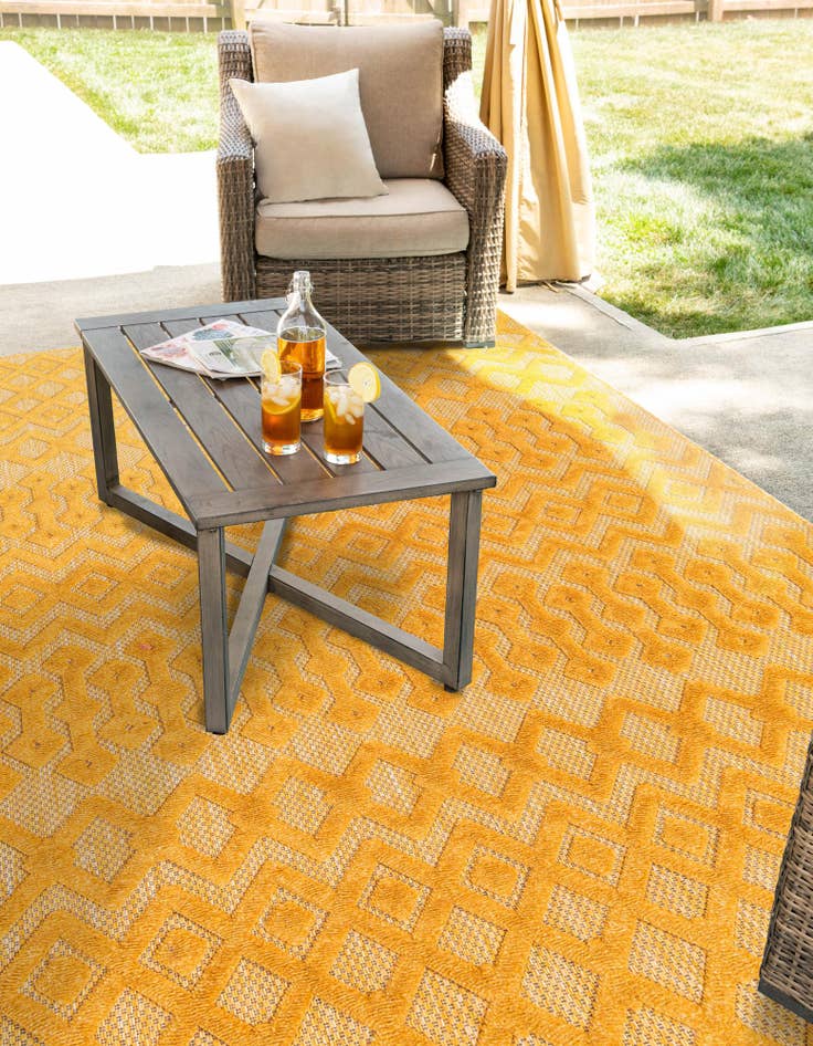 Detail image of  6' x 9'  Washable Trellis Textured Indoor / Outdoor Rug