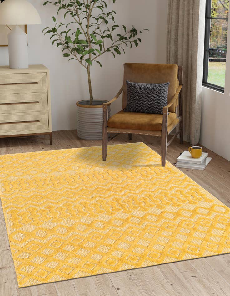Detail image of  6' x 9'  Washable Trellis Textured Indoor / Outdoor Rug