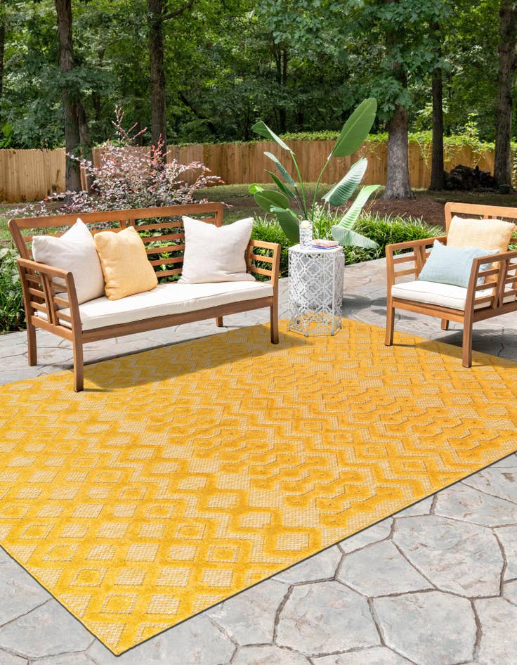 Detail image of  6' x 9'  Washable Trellis Textured Indoor / Outdoor Rug