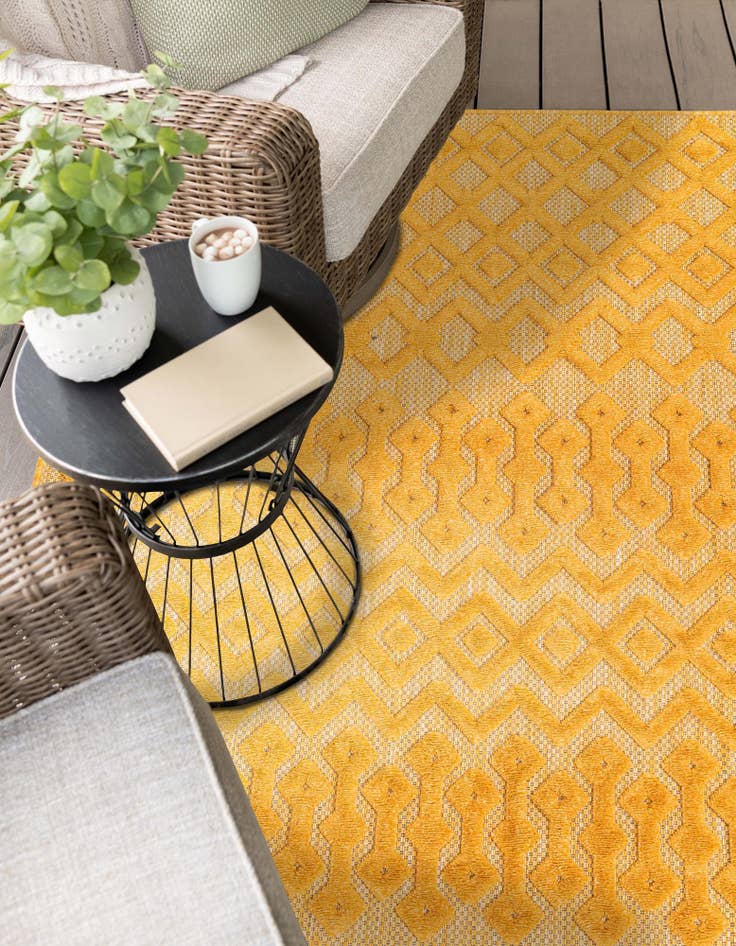 Detail image of  6' x 9'  Washable Trellis Textured Indoor / Outdoor Rug
