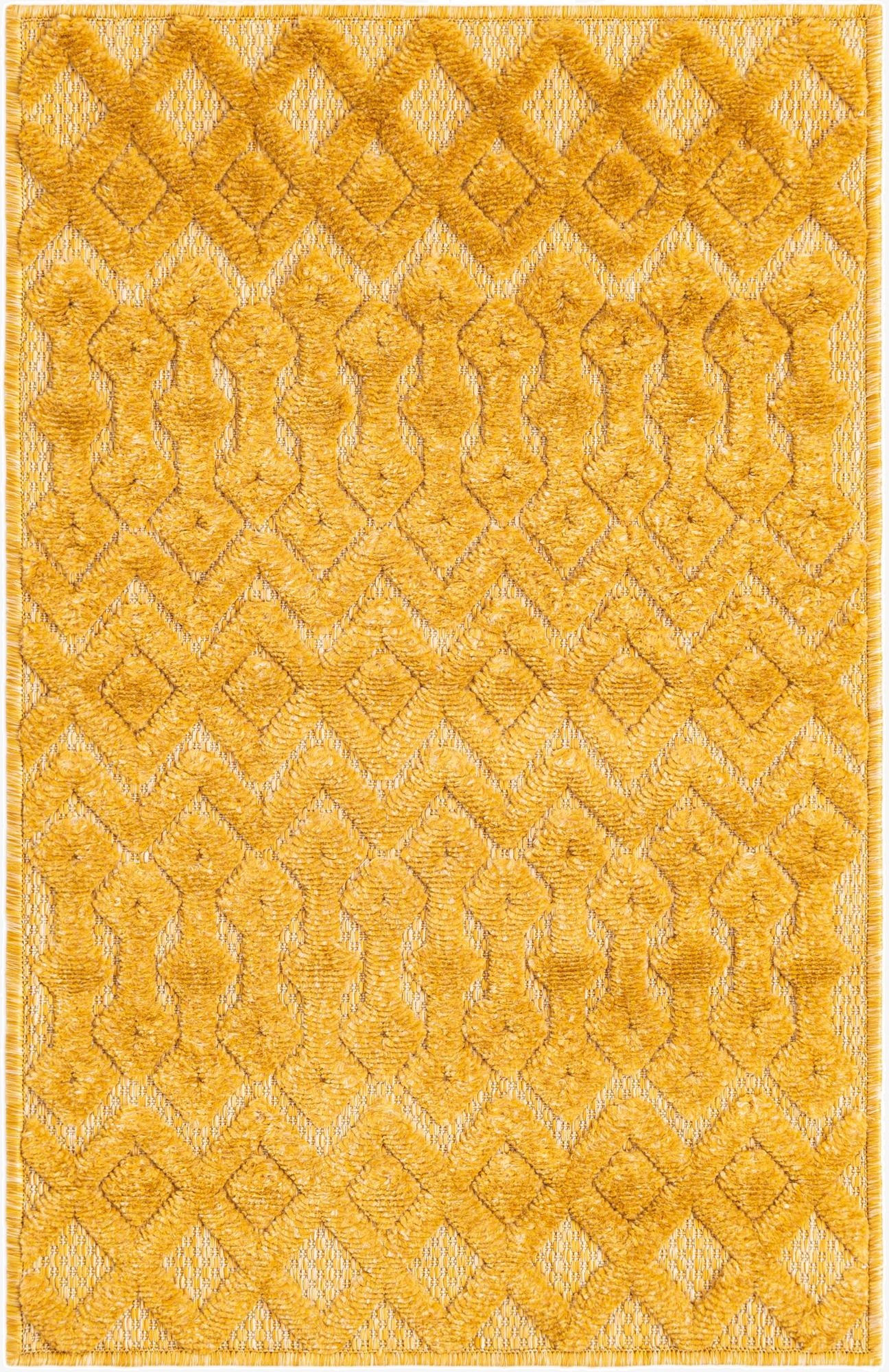  2' x 3'  Washable Trellis Textured Indoor / Outdoor Rug