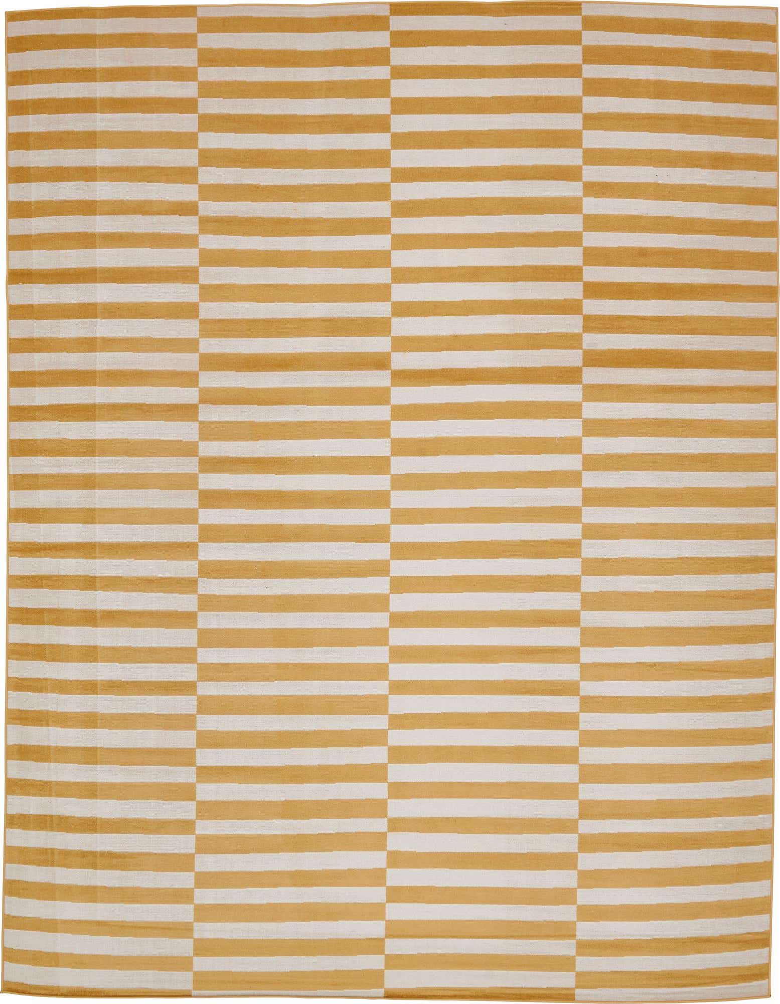 A 10x13 rectangular SoHo rug featuring a modern striped pattern in alternating yellow and white bands.