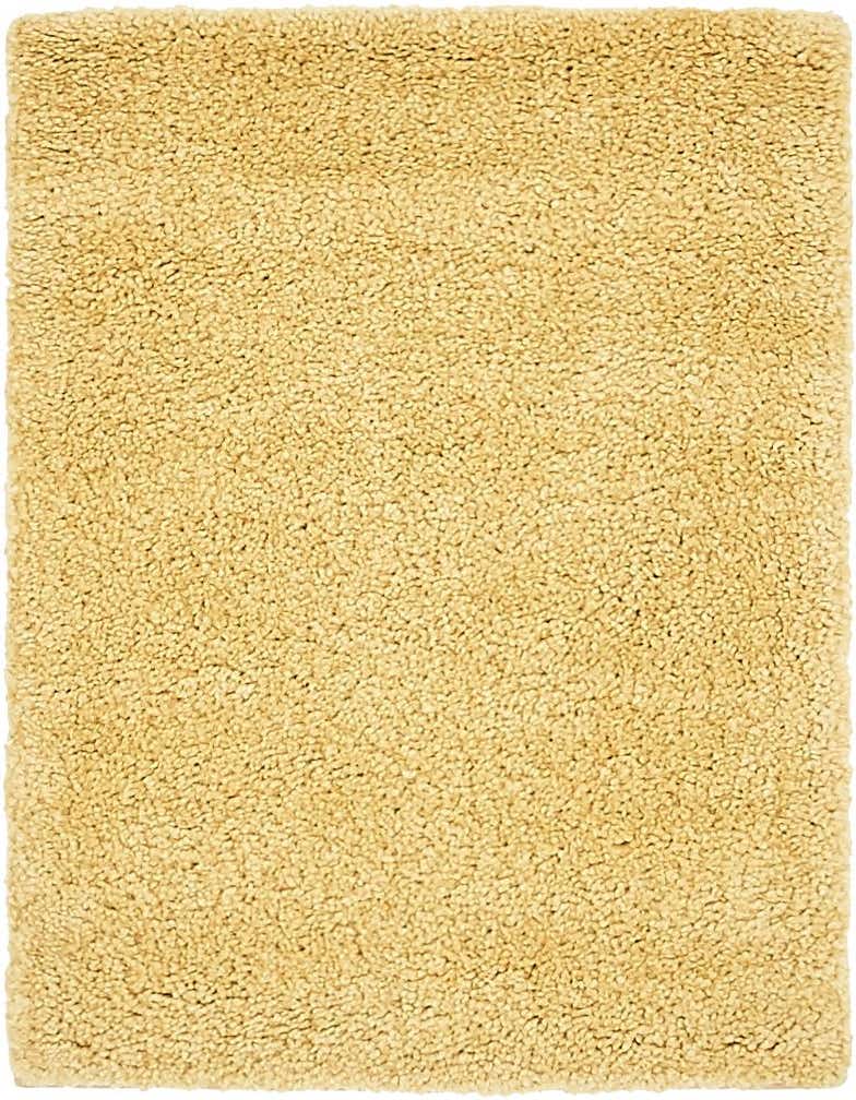 A 2x3 rectangular yellow area rug with a textured, solid frieze pile, perfect for adding comfort to any indoor space.