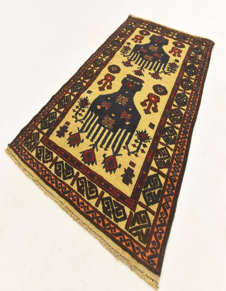 Detail image of  2' 8 x 4' 7  Hand Knotted Sumak Wool Rug