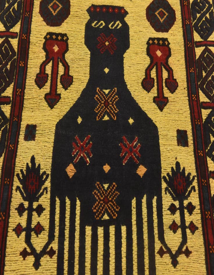 Detail image of  2' 8 x 4' 7  Hand Knotted Sumak Wool Rug