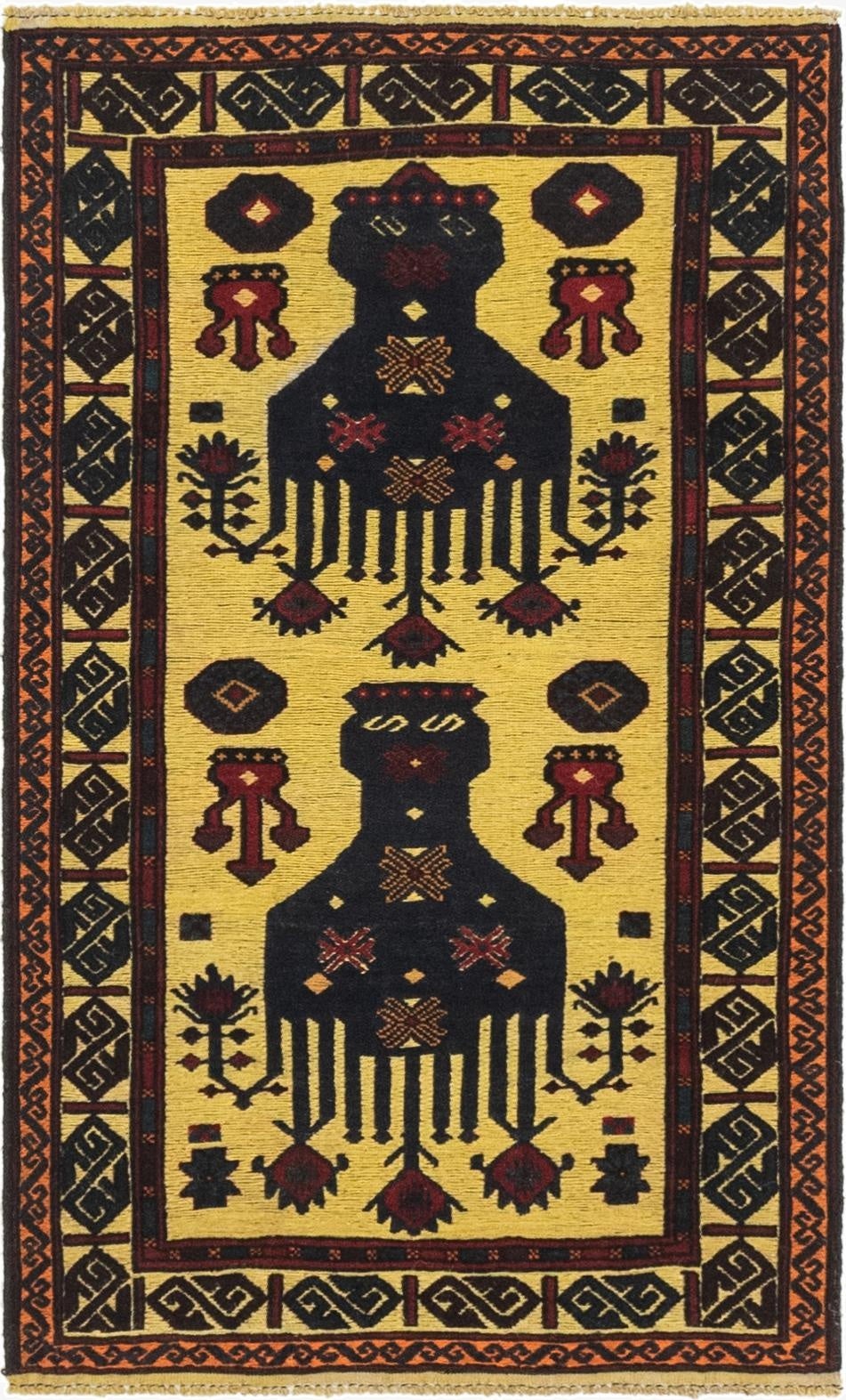  2' 8 x 4' 7  Hand Knotted Sumak Wool Rug