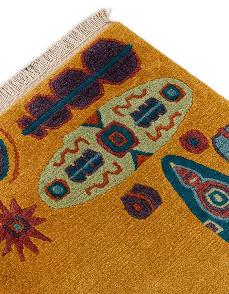 Detail image of  5' 7 x 7' 10  Hand Knotted Tibet Wool Rug