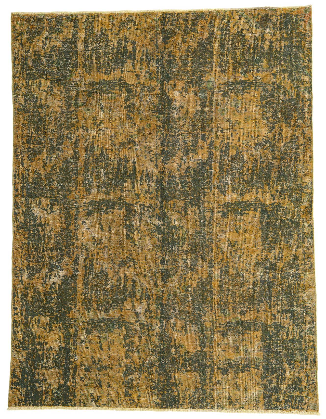 A 6x9 rectangular Ultra Vintage wool rug in shades of yellow and gold with an abstract, distressed pattern.