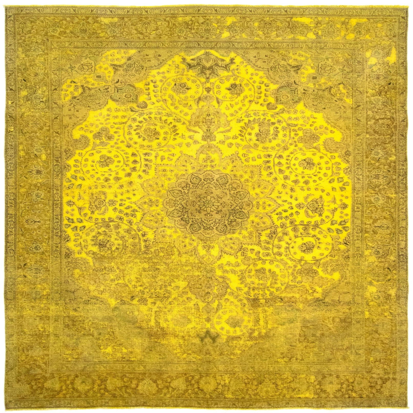 Yellow 10' x 12' 6 Hand Knotted Vintage Royal Persian Wool Rug | Rugs.com