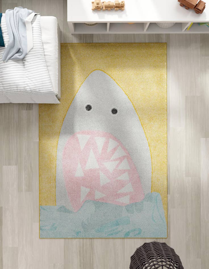 Detail image of  4' 1 x 6' 1 Shark Whimsy Kids Rug