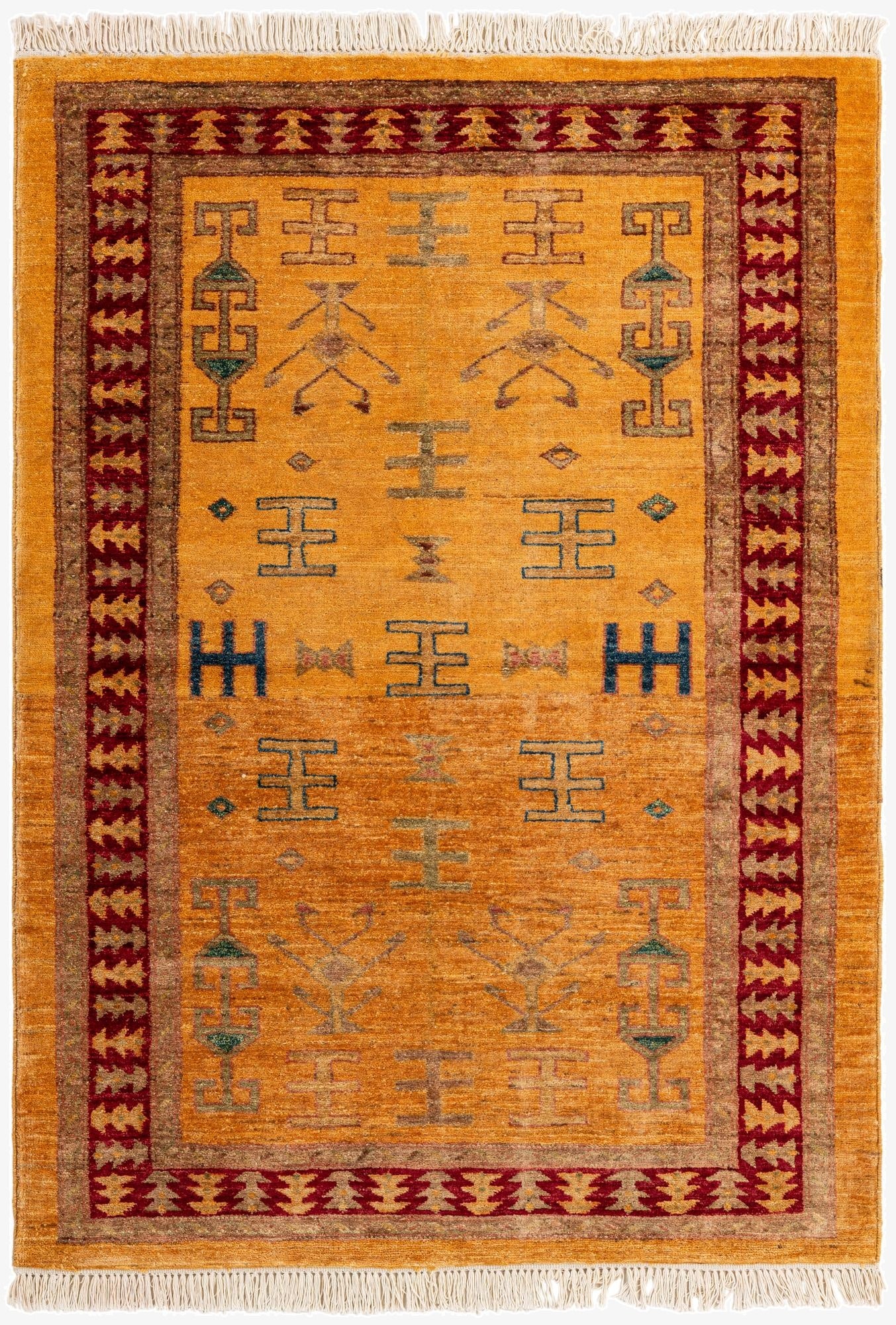  3' 5 x 4' 10  Hand Knotted Ziegler Wool Rug
