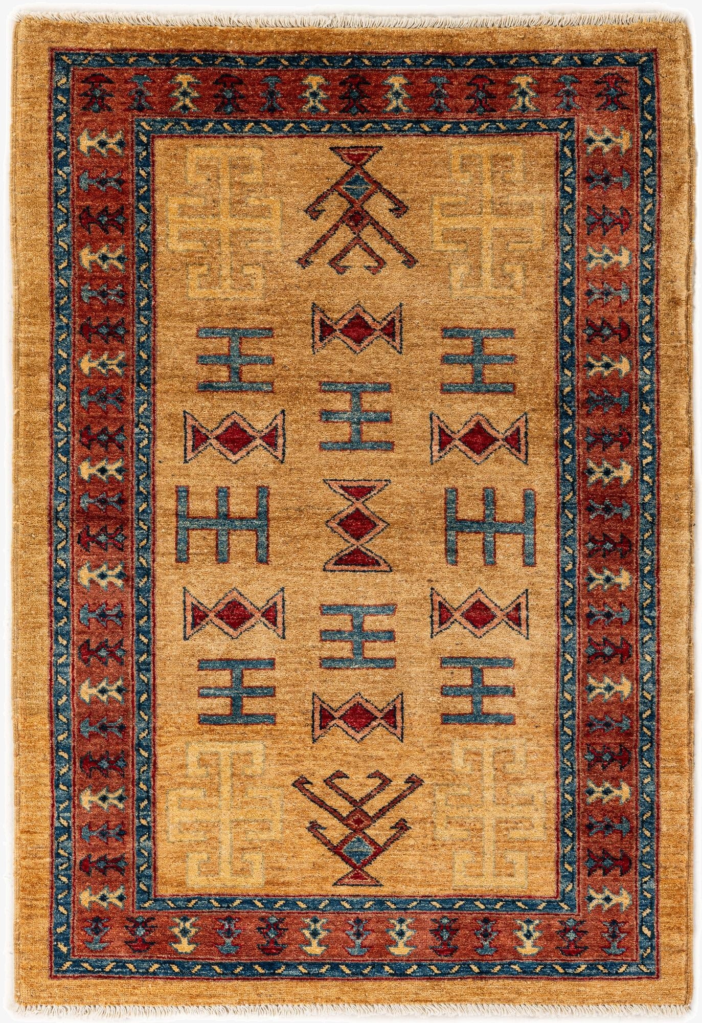  3' 5 x 4' 10  Hand Knotted Ziegler Wool Rug