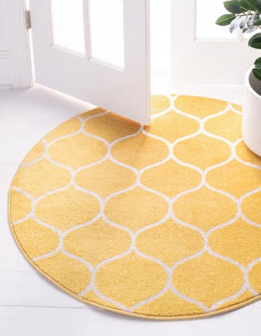  7' x 7' Lattice Frieze Round Rug