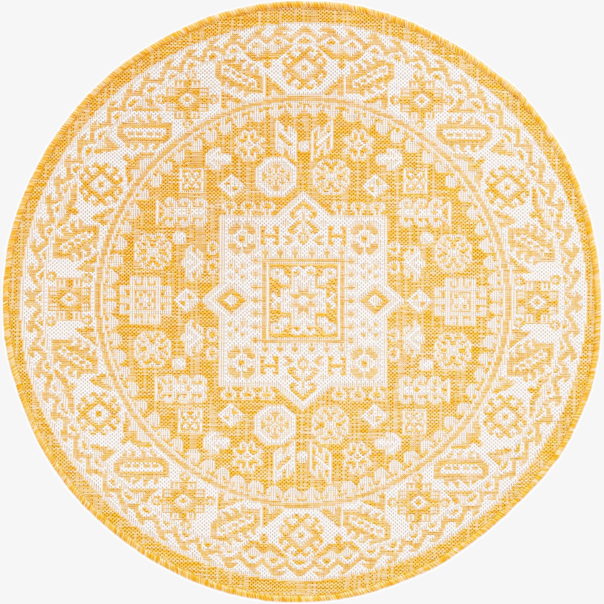 3' x 3'  Washable Aztec Indoor / Outdoor Round Rug