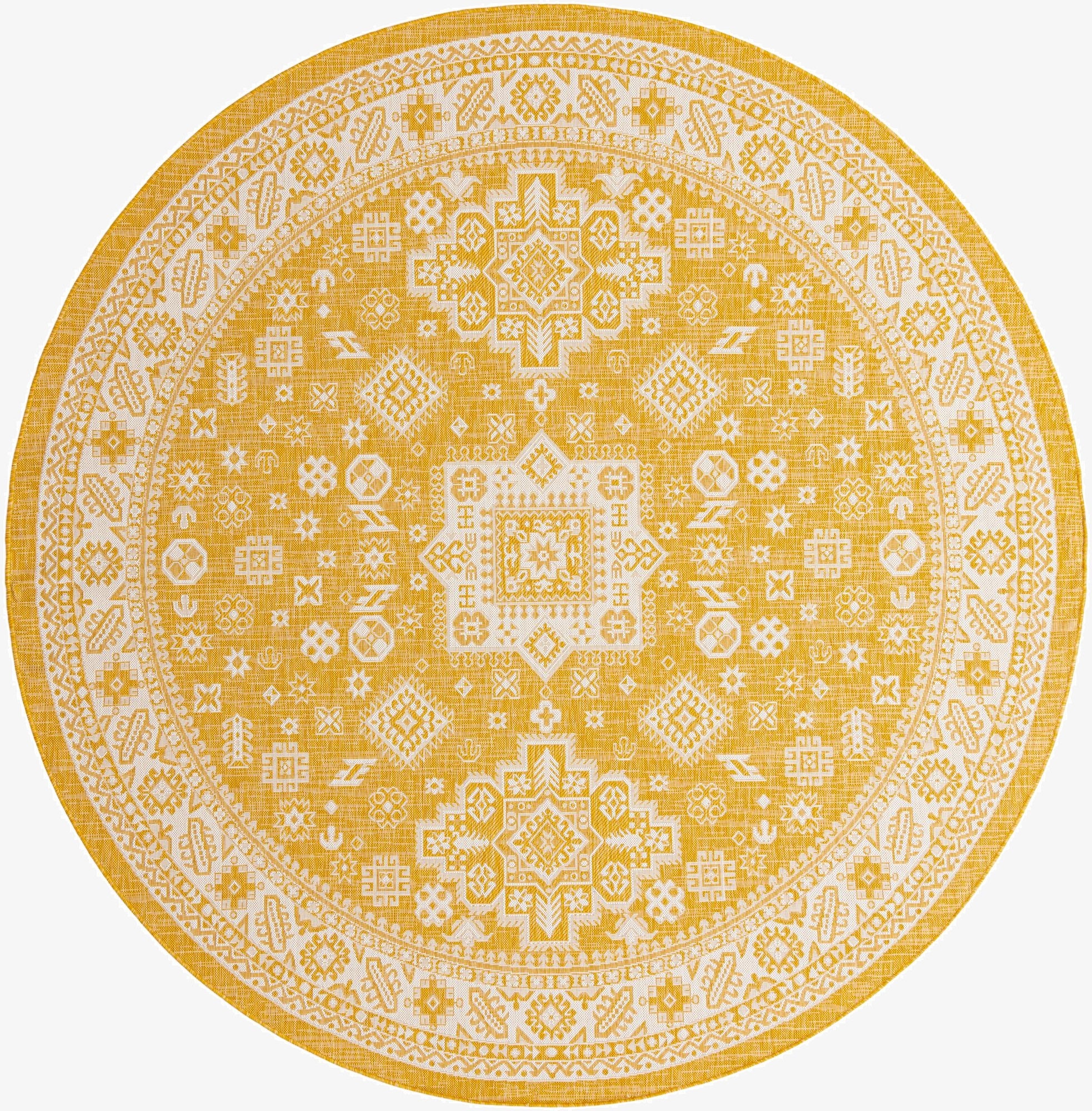 10' x 10'  Washable Aztec Indoor / Outdoor Round Rug