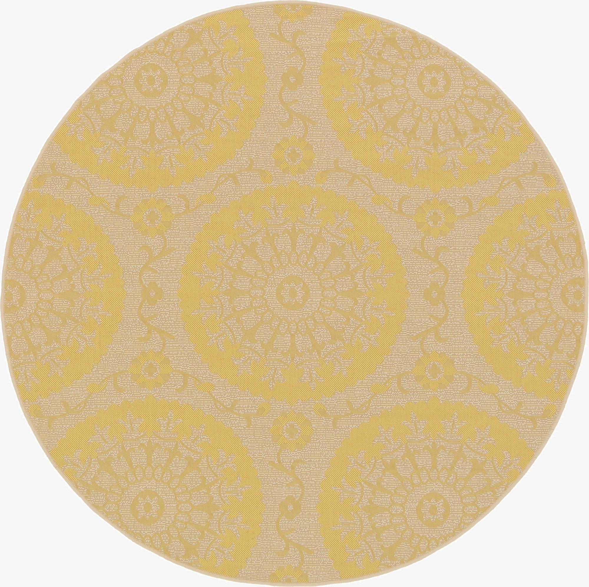  6' x 6'  Washable Botanical Indoor / Outdoor Round Rug