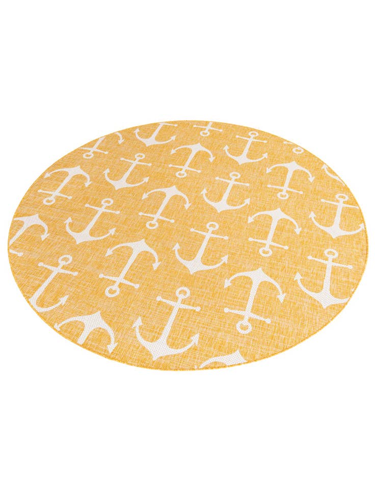 Detail image of  7' 10 x 7' 10  Washable Coastal Indoor / Outdoor Round Rug