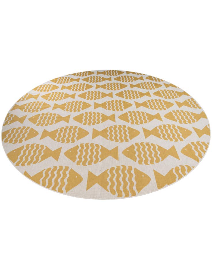 Detail image of  12' x 12'  Washable Coastal Indoor / Outdoor Round Rug