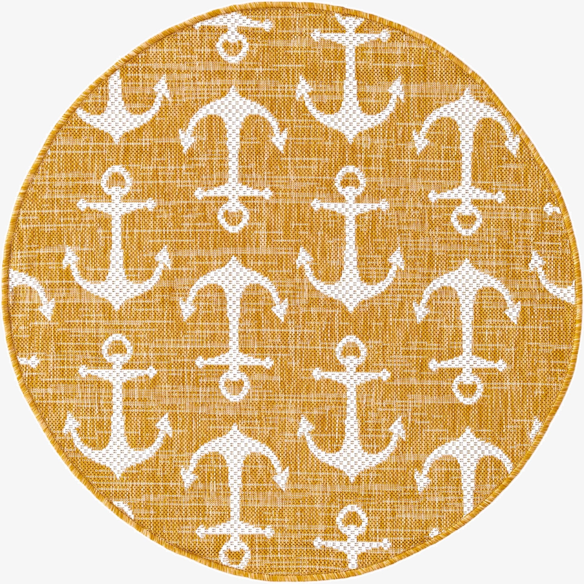  3' x 3'  Washable Coastal Indoor / Outdoor Round Rug