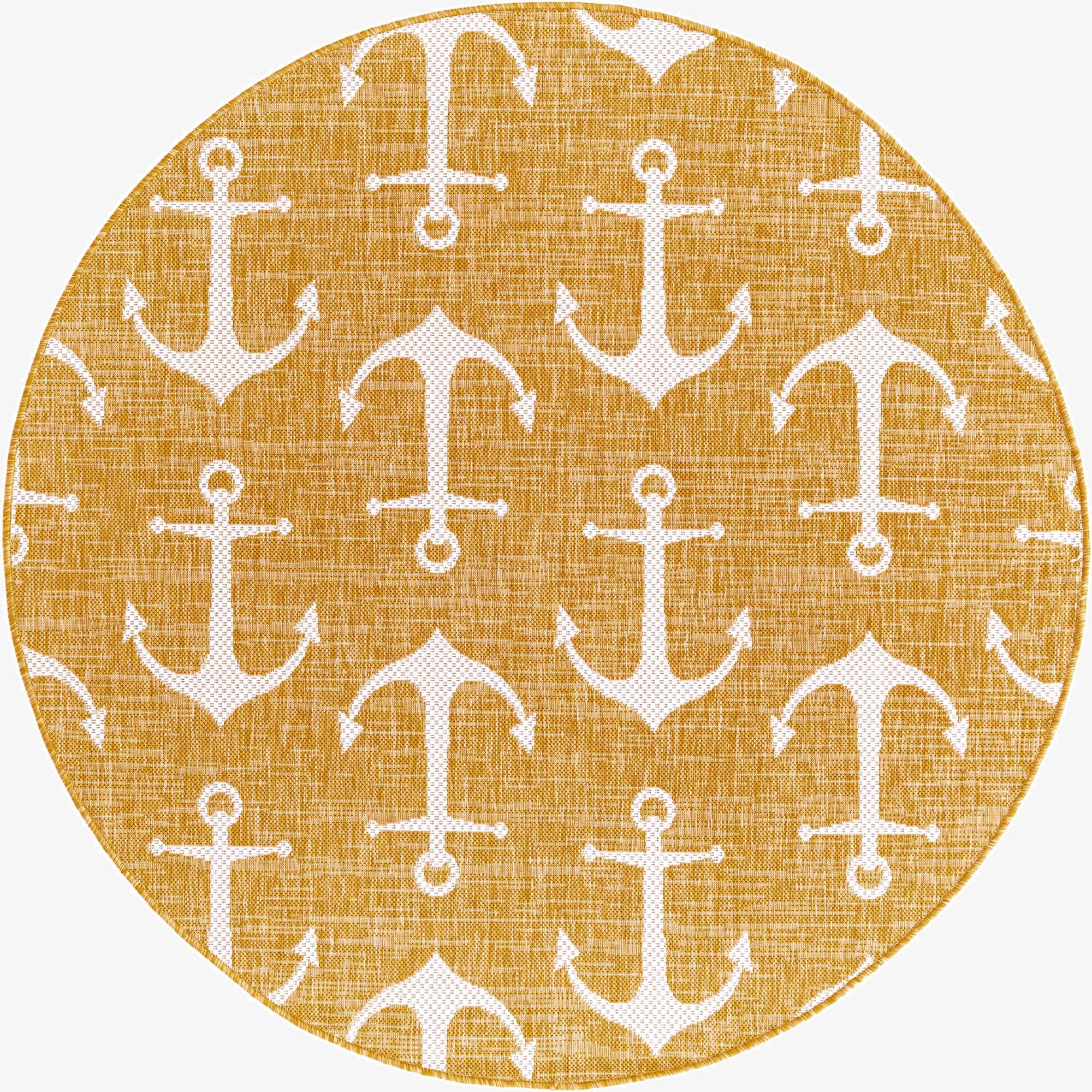  5' 3 x 5' 3  Washable Coastal Indoor / Outdoor Round Rug