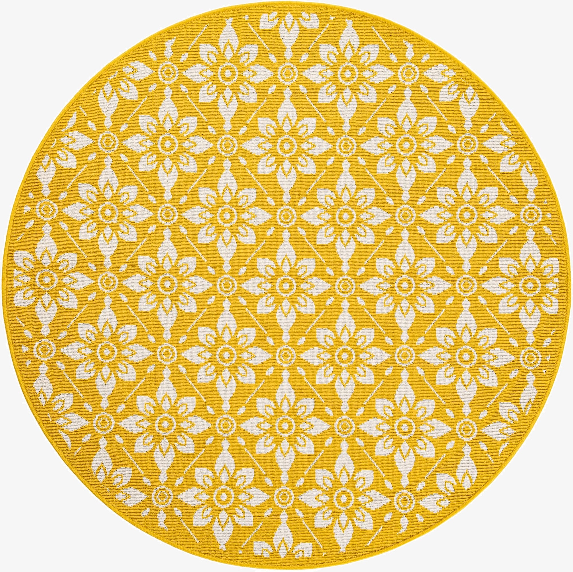  5' x 5'  Washable Lattice Indoor / Outdoor Round Rug