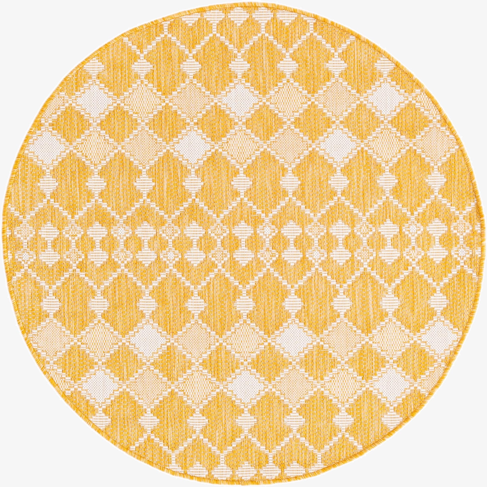  4' x 4'  Washable Lattice Indoor / Outdoor Round Rug