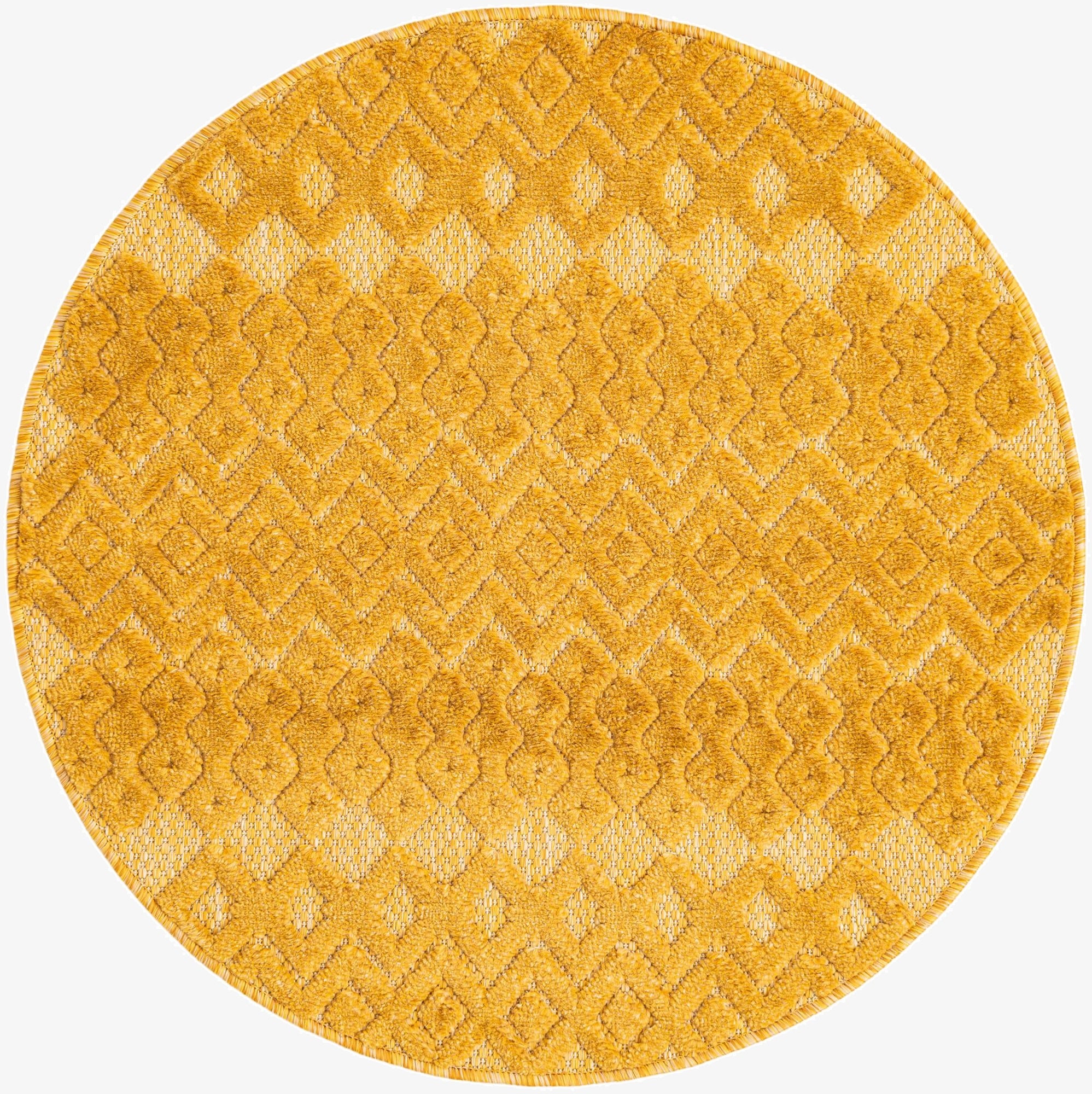  3' x 3'  Washable Trellis Textured Indoor / Outdoor Round Rug