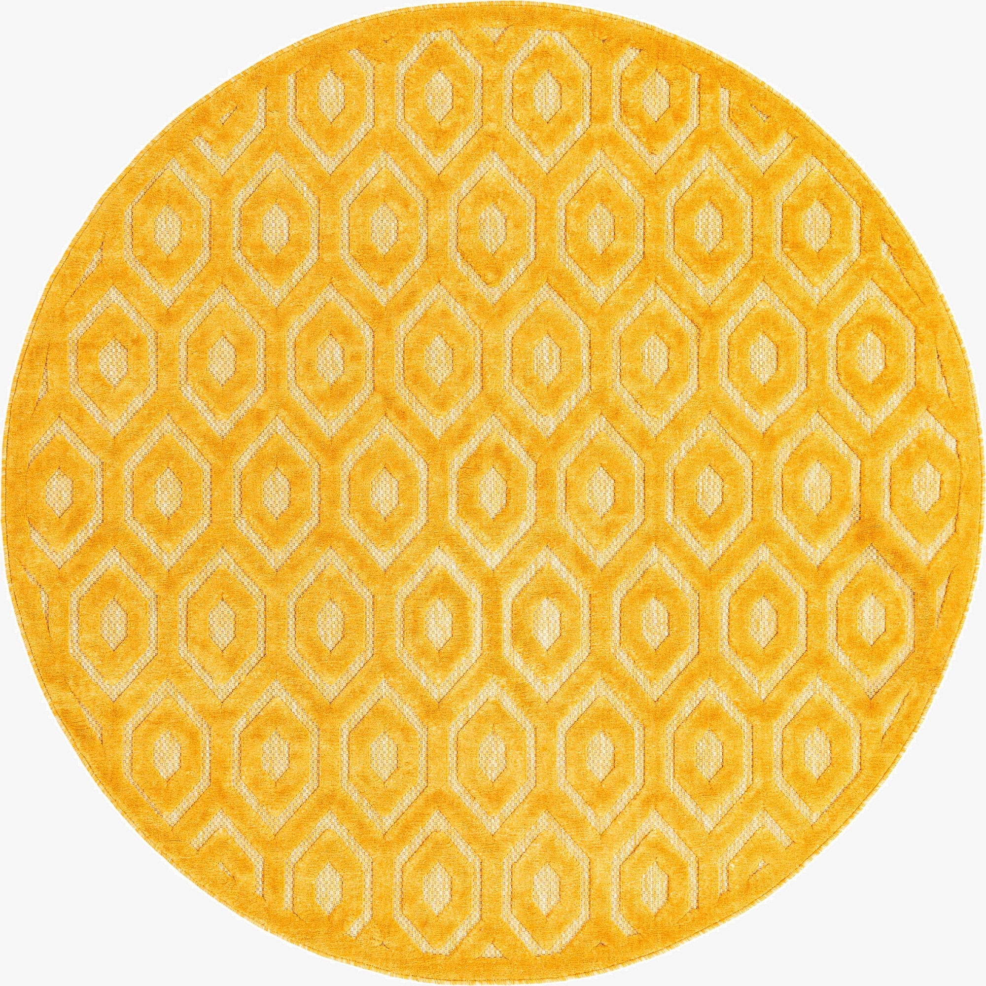 7' x 7'  Washable Trellis Textured Indoor / Outdoor Round Rug