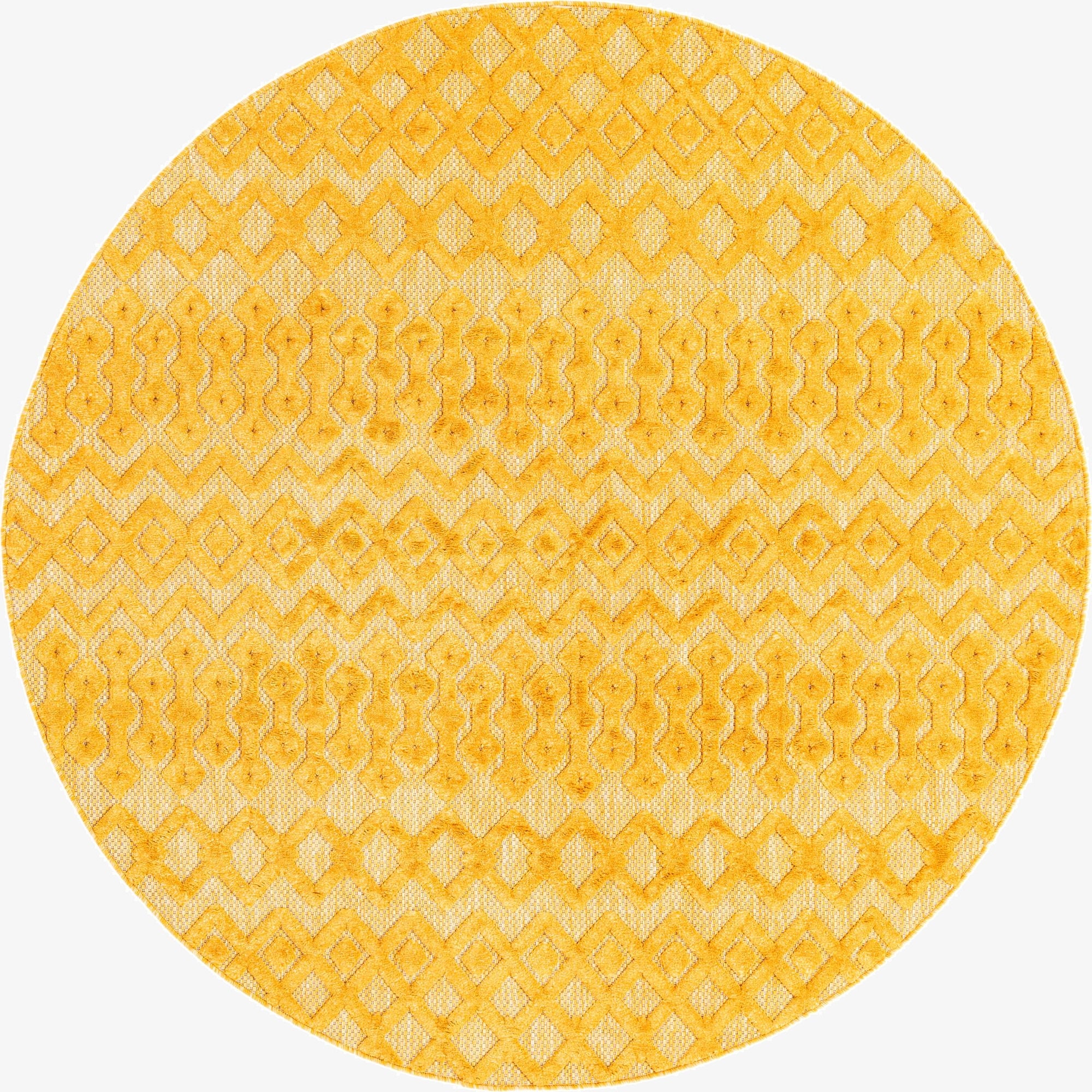  7' x 7'  Washable Trellis Textured Indoor / Outdoor Round Rug
