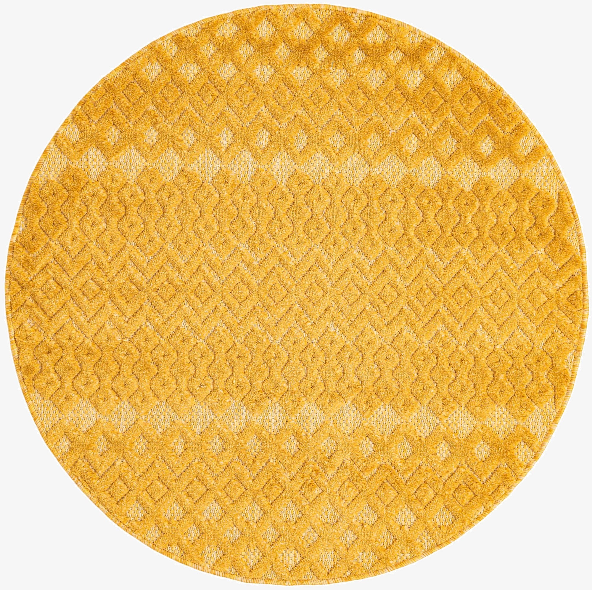  4' x 4'  Washable Trellis Textured Indoor / Outdoor Round Rug