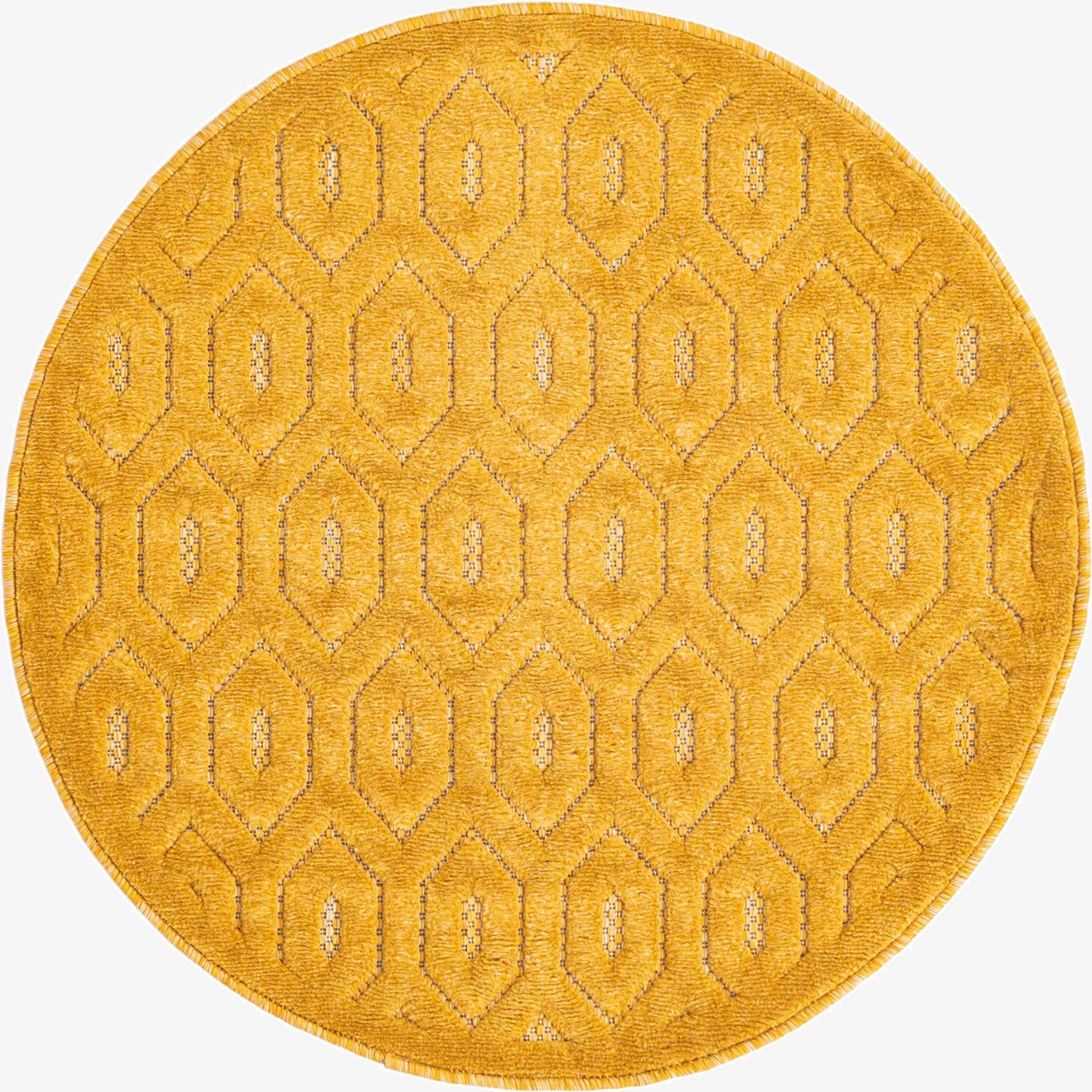  3' x 3'  Washable Trellis Textured Indoor / Outdoor Round Rug