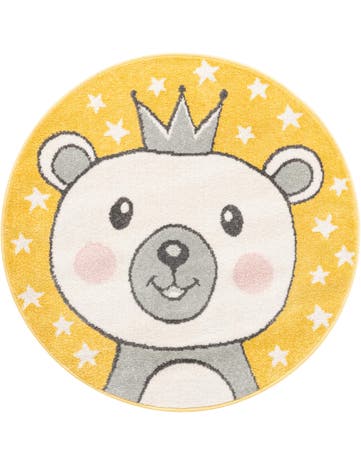 3' 3 x 3' 3 Bear Whimsy Kids Round Rug