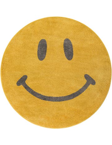 5' 1 x 5' 1 Smiley Face Whimsy Kids Round Rug