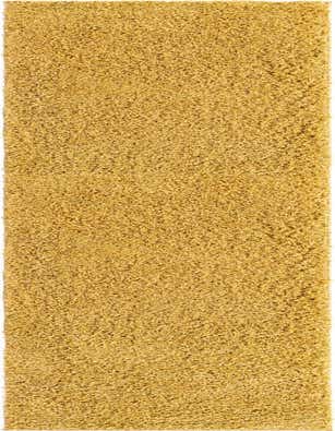 A long, rectangular 16 ft runner rug in a solid golden yellow color with a soft shag pile, perfect for a hallway.