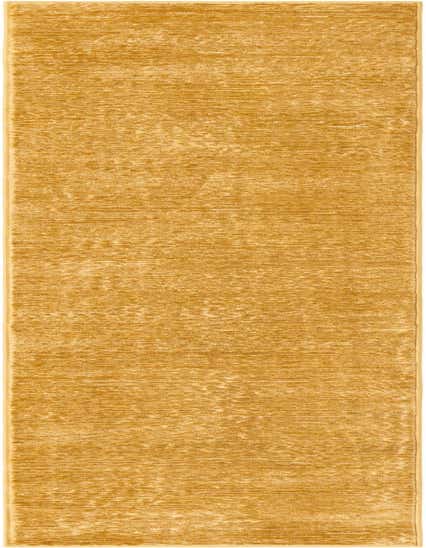 A 10 ft runner rug in varying shades of gold and yellow with a textured, high/low pile, perfect for a hallway.