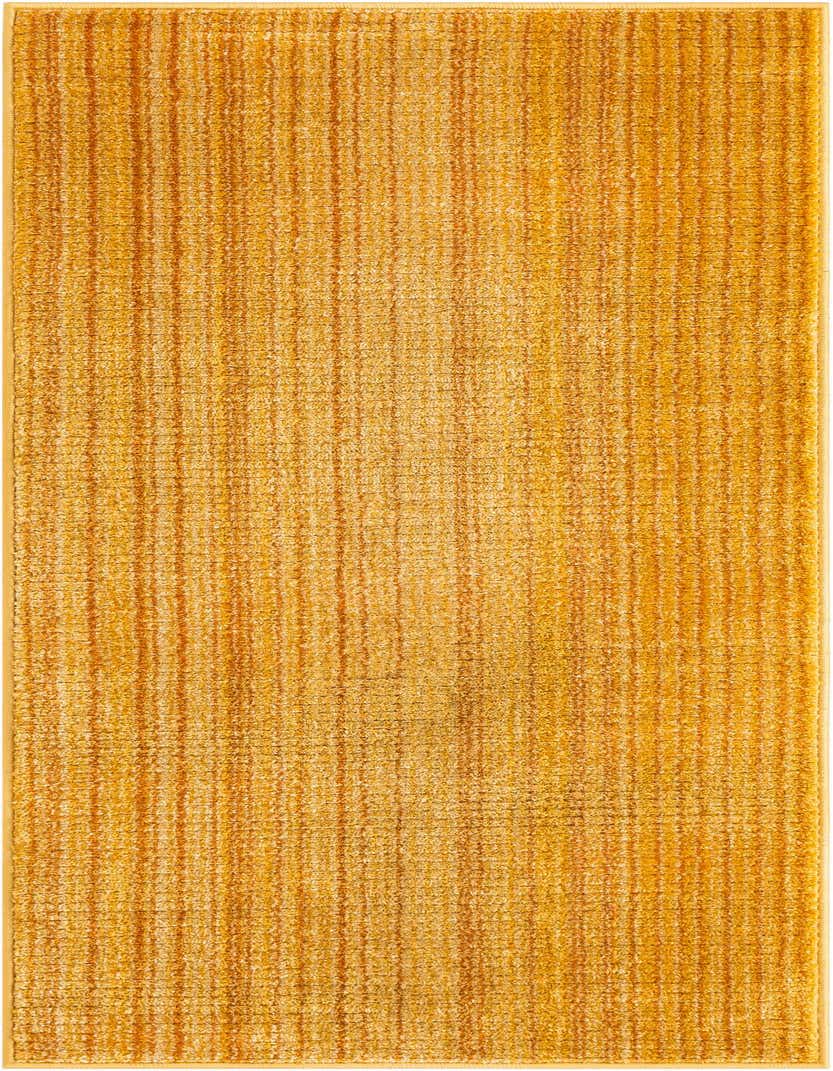 A 5 ft runner rug in varying shades of yellow and gold, featuring a textured, high pile surface.
