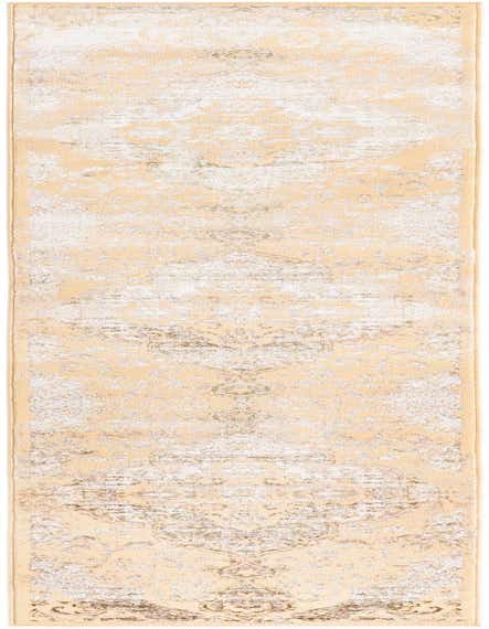 A 10 ft runner rug in yellows and golds with a distressed traditional medallion pattern, ideal for a hallway.