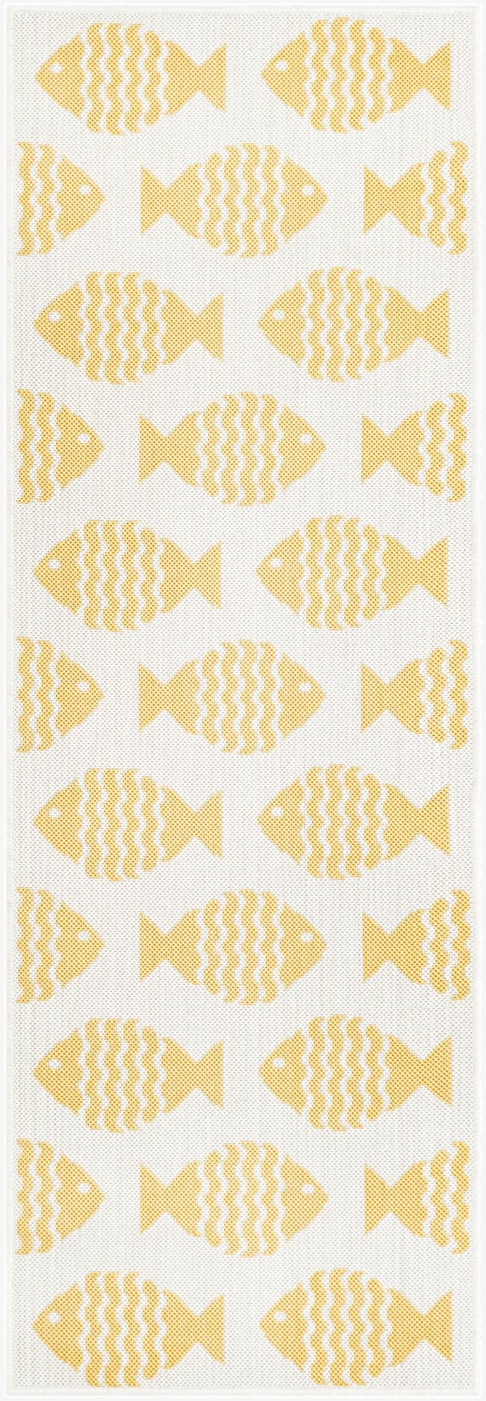  2' x 6' 1  Washable Coastal Indoor / Outdoor Runner Rug