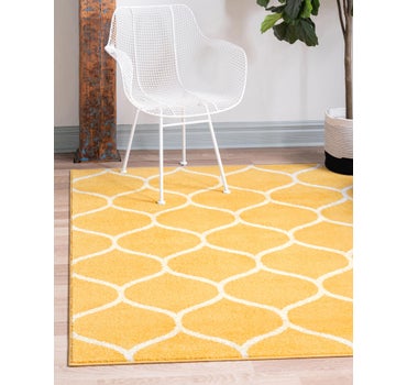 Yellow 3' x 3' Lattice Frieze Square Rug | Rugs.com