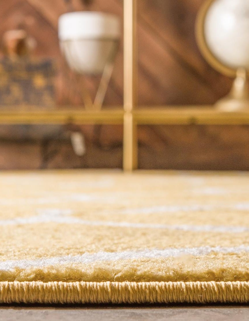 Yellow 3' x 3' Lattice Frieze Square Rug | Rugs.com