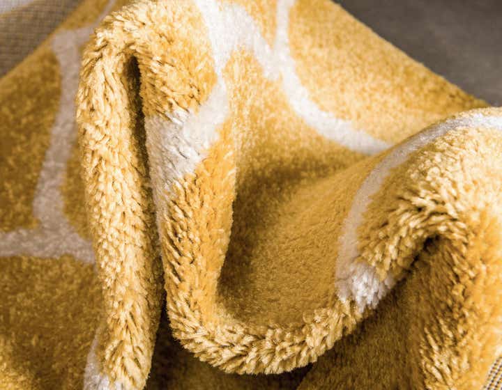 Yellow 3' x 3' Lattice Frieze Square Rug | Rugs.com