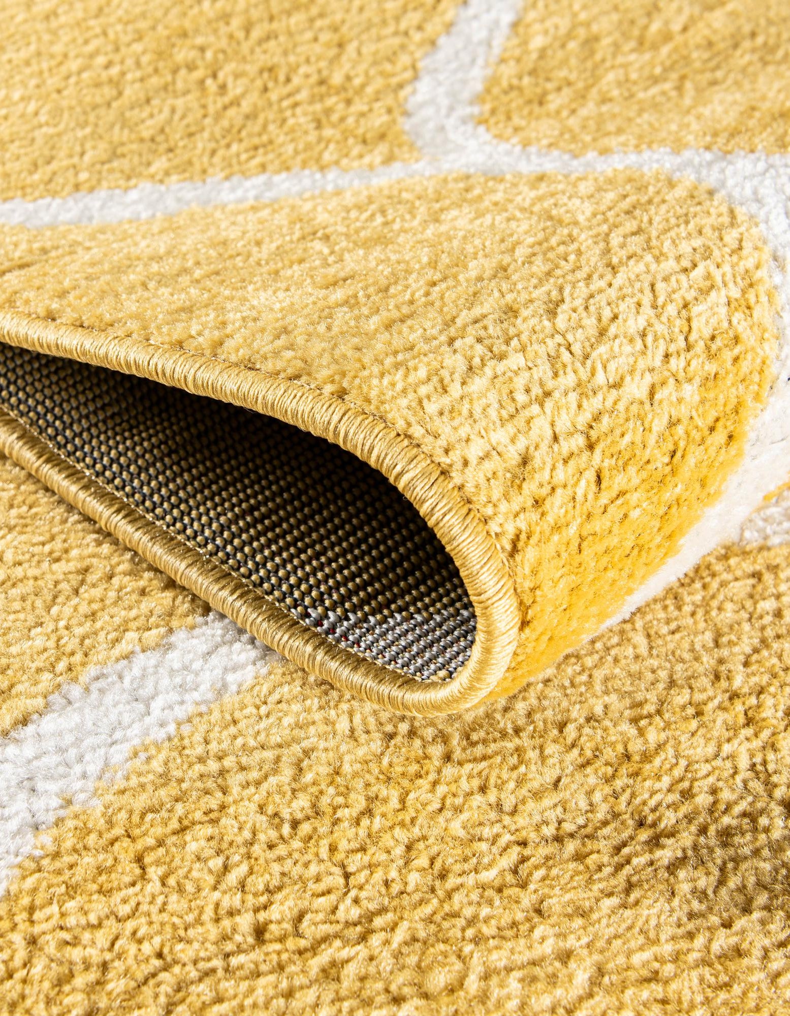 Yellow 3' x 3' Lattice Frieze Square Rug | Rugs.com