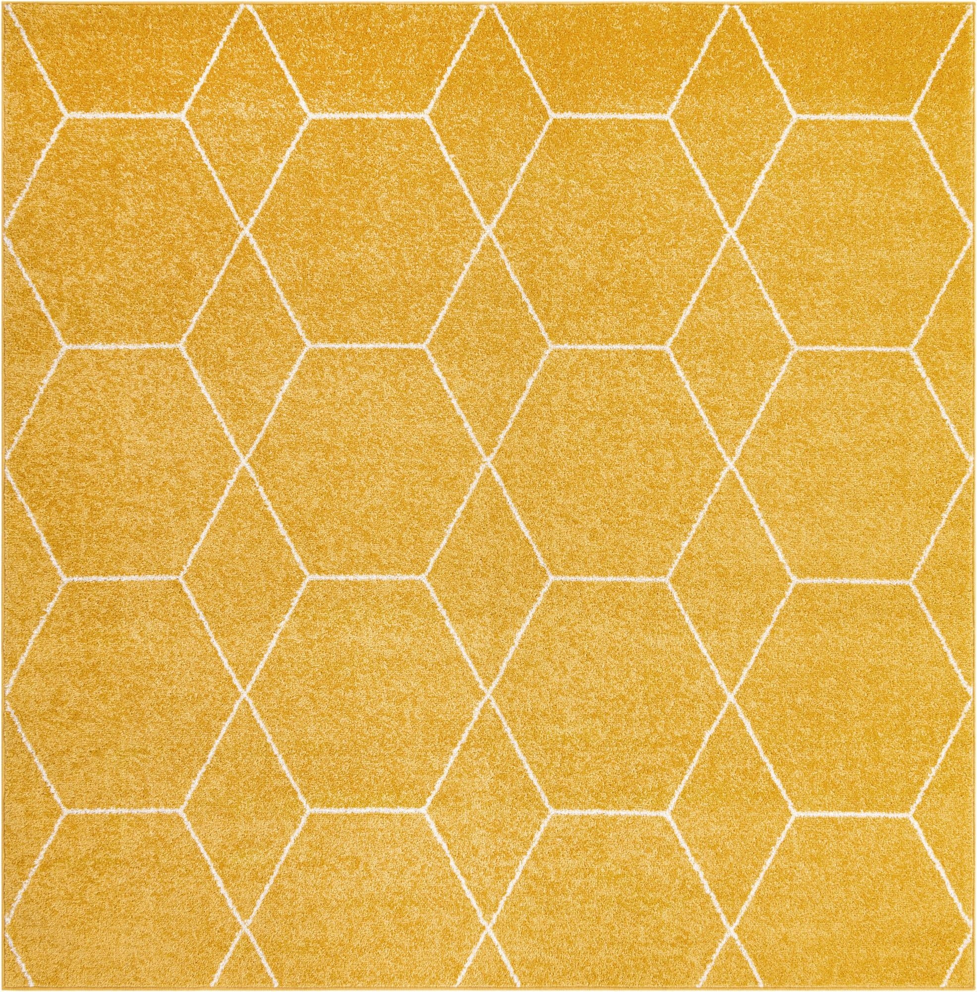  7' x 7' Lattice Frieze Square Rug