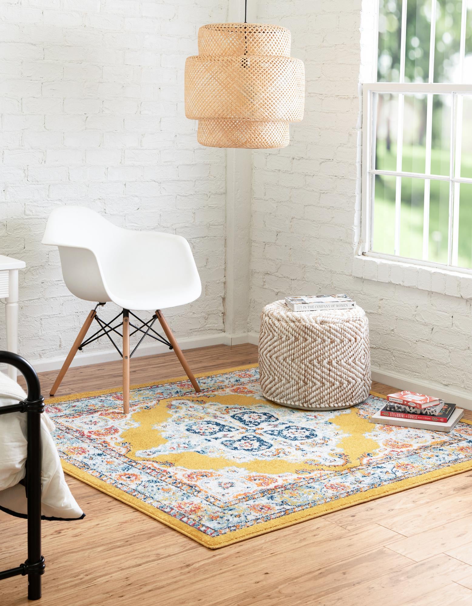 Yellow 4' x 4' Parker Square Rug | Rugs.com