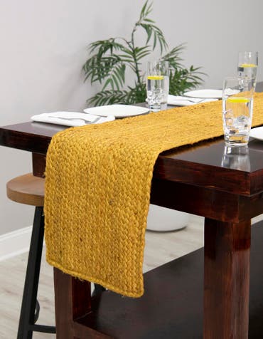  1' 2 x 10'  Hand Braided Jute Table Runner Rug