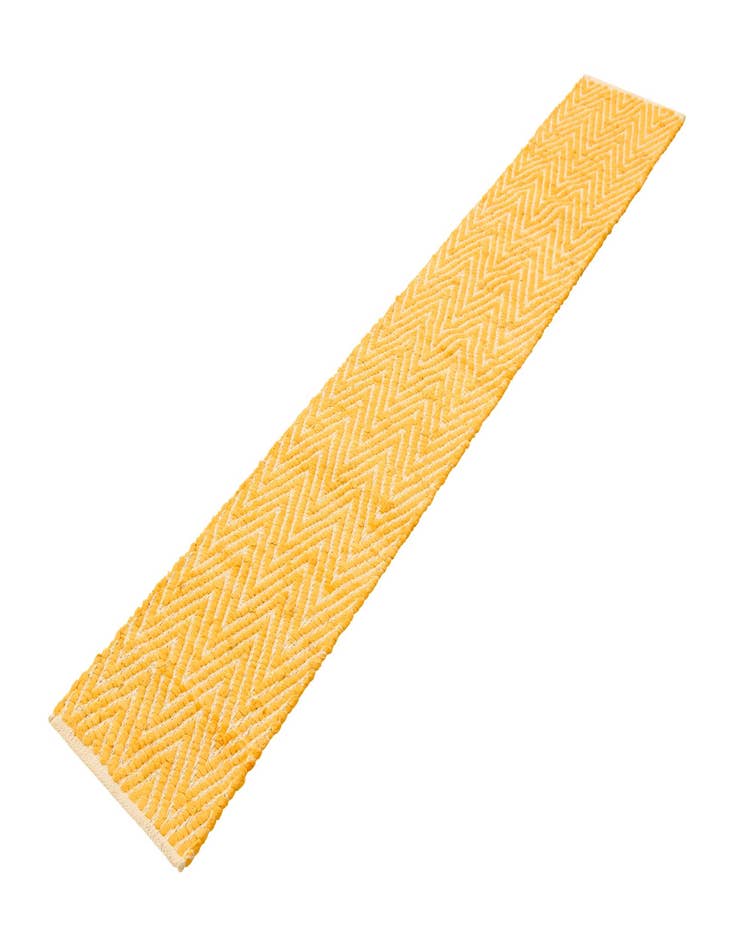 Detail image of  1' 2 x 8'  Hand Woven Chindi Chevron Table Runner Rug